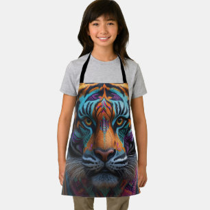 Delantal Tigre majestuoso con pinta de rostro tribal vibran