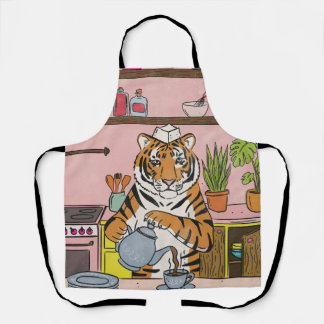 Delantal Tigre preparando té
