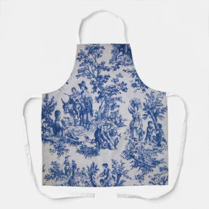 Delantal Tile de jouy azul y blanco elegante