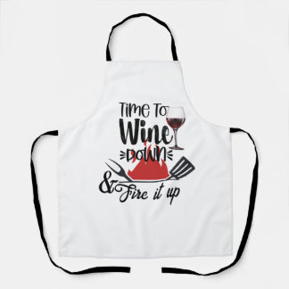 Delantal Time To Wine Wind Down Chef Apron - BBQ Gift