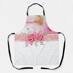 Delantal Tinta al alcohol y floral primaveral acuarela