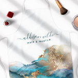 Delantal Tinta De Color De Agua Líquida De Arte Moderno Azu<br><div class="desc">Azul Y Oro Moderno Arte Líquido Tinta De Agua Cubierta Apron. Perfecto para maquilladores,  peluqueros,  cosmetólogos y más!</div>