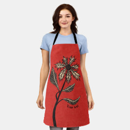 Delantal Tinta Gótica Retro De Flor Vintage Rojo Y Negro Te