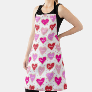 DELANTAL TINTES DE ROSA AMOR EN FORMA DE CORAZÓN