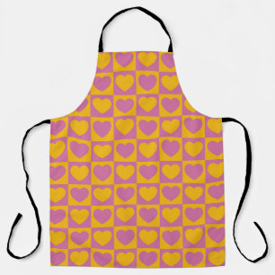 Delantal Tiny hearts chess grid seamless pattern. Cute litt