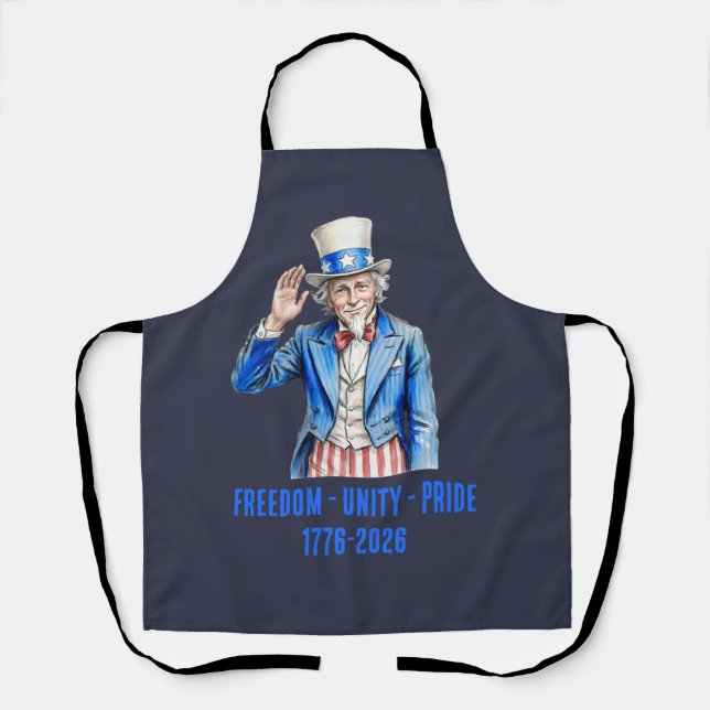 Delantal Tío Sam Feliz 4 de Julio Patriótico (Anverso)