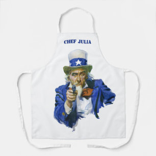 Delantal Tío Sam Patriótico Antiguo con Sombrero de Estrell