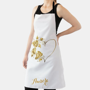 Delantal Tipografía de Brillo Floral de Oro de Lujo