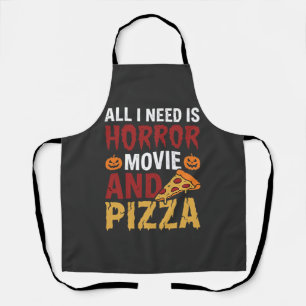 Delantal Tipografía de película de terror y pizza de Hallow