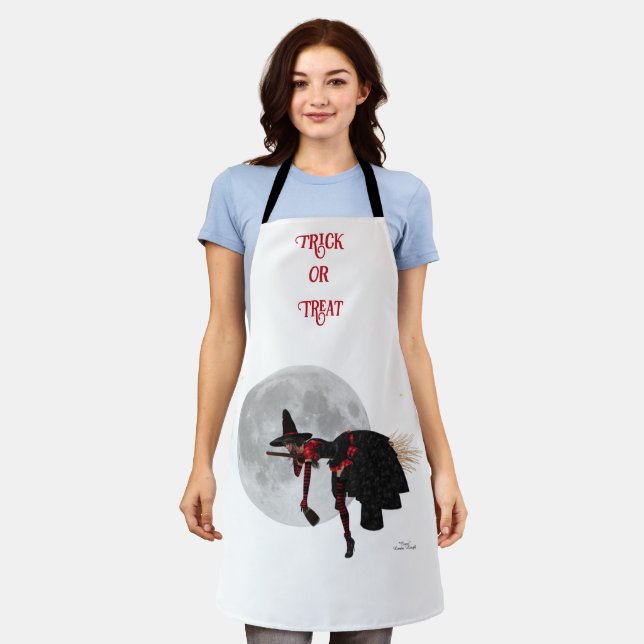 Delantal Tipsy Witch On Flying Broom Halloween Apron (Gastado)