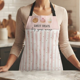 Delantal Tiras de rosa sonrosado Panadería personalizada