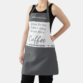 Delantal To do list for coffee lovers white grey