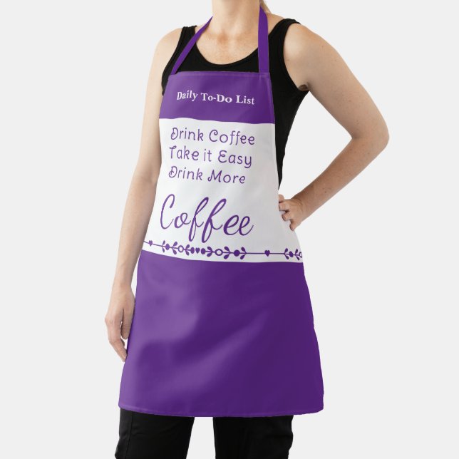 Delantal To do list for coffee lovers white purple (in situ)