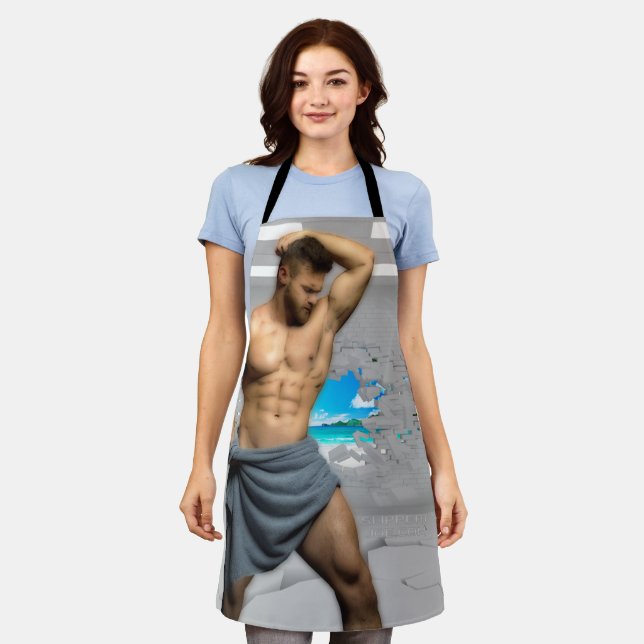 Delantal Toalla de hombre de SlipperyJoe rota pared de ladr (Gastado)