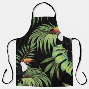 Delantal Tocan tropical vintage, hojas de palmera, costurer