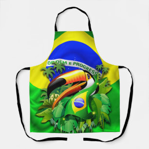 Delantal Toco Toucan con bandera de Brasil