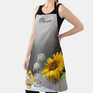 Delantal Todo Imprimido Apron Sunflower Floral Polar Oso