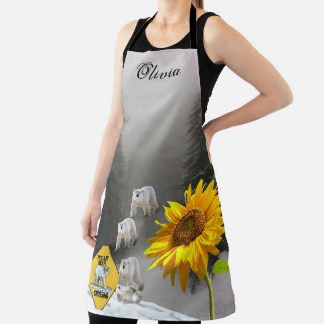 Delantal Todo Imprimido Apron Sunflower Floral Polar Oso (in situ)