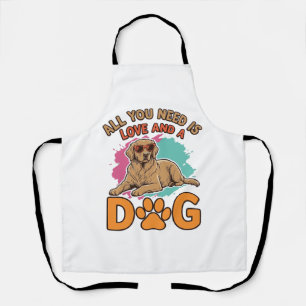 Delantal Todo lo que necesitas es amor y un perro vintage a