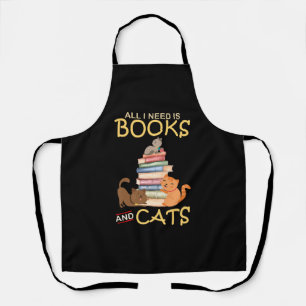 Delantal Todo Lo Que Necesito Son Libros Y Gatos