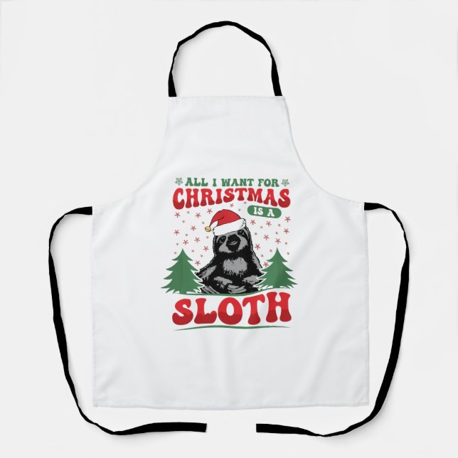 Delantal Todo lo que quiero para los Navidades es un esloga (Anverso)