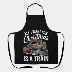 Delantal Todo lo que quiero para Navidad es una locomotora 