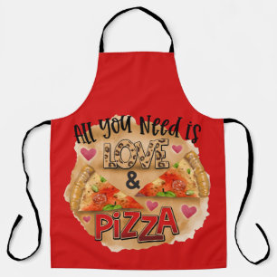 Delantal Todo Rojo Todo Lo Que Necesitas Amor Pizza Cocina