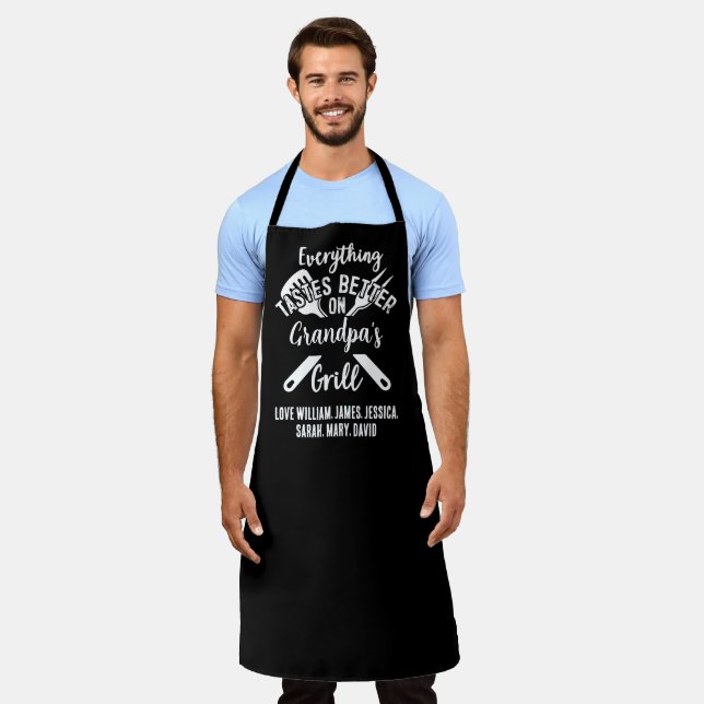 Delantal Todo sabe mejor en el Personalizado de parrilladas (Gastado)