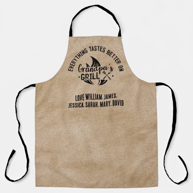 Delantal Todo sabe mejor en el Personalizado de parrilladas (Anverso)