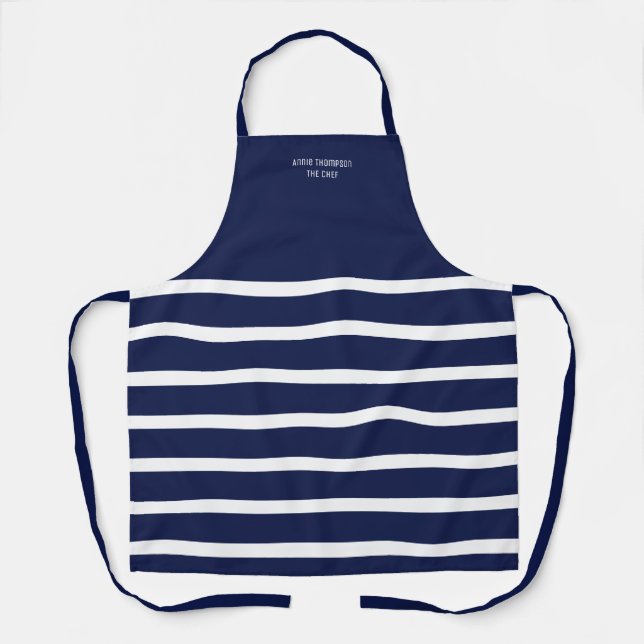 Delantal Todo-sobre Print Apron a rayas azul marino (Anverso)