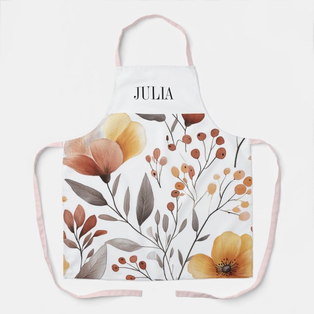 Delantal Toile floral francés de Boho personalizado (Anverso)