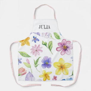 Delantal Toile floral francés rosa personalizado