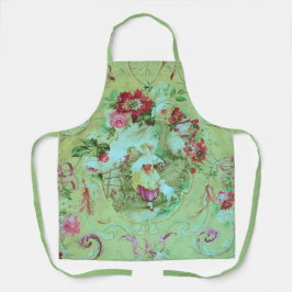 Delantal Toile victoriano antiguo Rococo Estilo Sage Verde