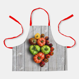 Delantal Tomates a rayas coloridos en mesa meteorológica