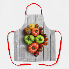 Delantal Tomates a rayas coloridos en mesa meteorológica