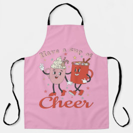 Delantal Tomen Una Copa De Alegres Navidades Rosa Retro