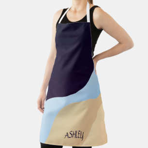 Delantal Tonos Azul Y Beige