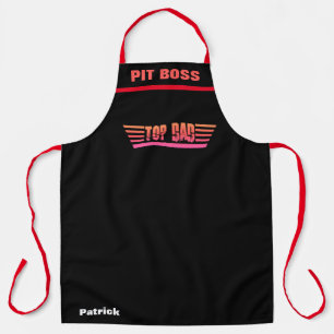 Delantal Top Dad Pit Boss BBQ Black Father's Day Chef Apron