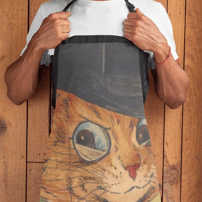 DELANTAL TOP HAT CAT LOUIS WAIN ART MEN'S DAD KITCHEN APRON (Subido por el creador)