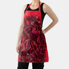 Delantal Toro Apron Rojo Corriendo En La Noche De La Estrel