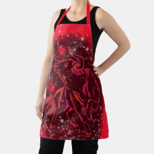 Delantal Toro Apron Rojo Corriendo En La Noche De La Estrel