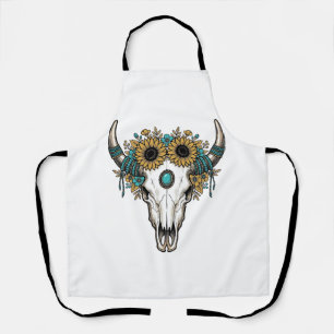 Delantal Toros Calavera Boho Girasol Vintage Grabado Occide