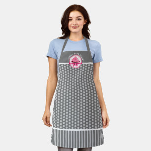 Delantal Torta rosa curvada texto gris polka polka panader