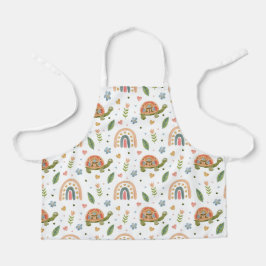 Delantal Tortuga color agua y patrón arcoiris