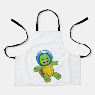 Delantal Tortuga como astronauta con bola de vidrio