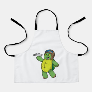 Delantal Tortuga como piloto con plano de papel