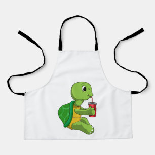 Delantal Tortuga con taza para beber con paja