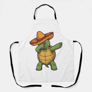 Delantal Tortuga Dabbing Sombrero Diseño Vector Vintage_1