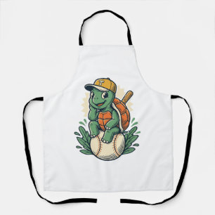 Delantal Tortuga de béisbol grabado vintage diseño gráfico_