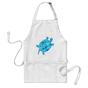 Delantal Tortuga giratoria fractal - cobalto y azul turques